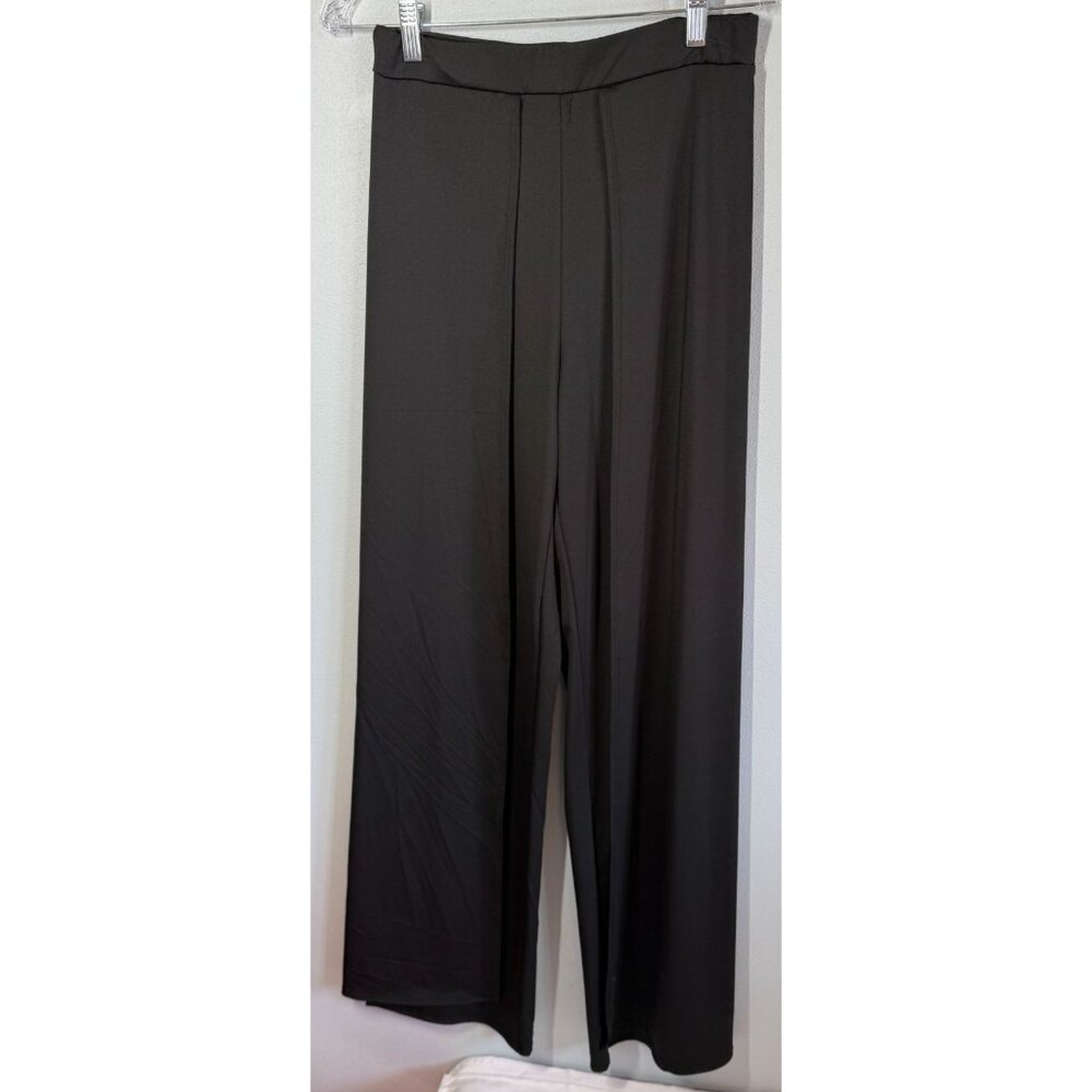 NWT Fashion Nova Womens Wrap Leg Pants Wide Leg Size Large Black Flowy
